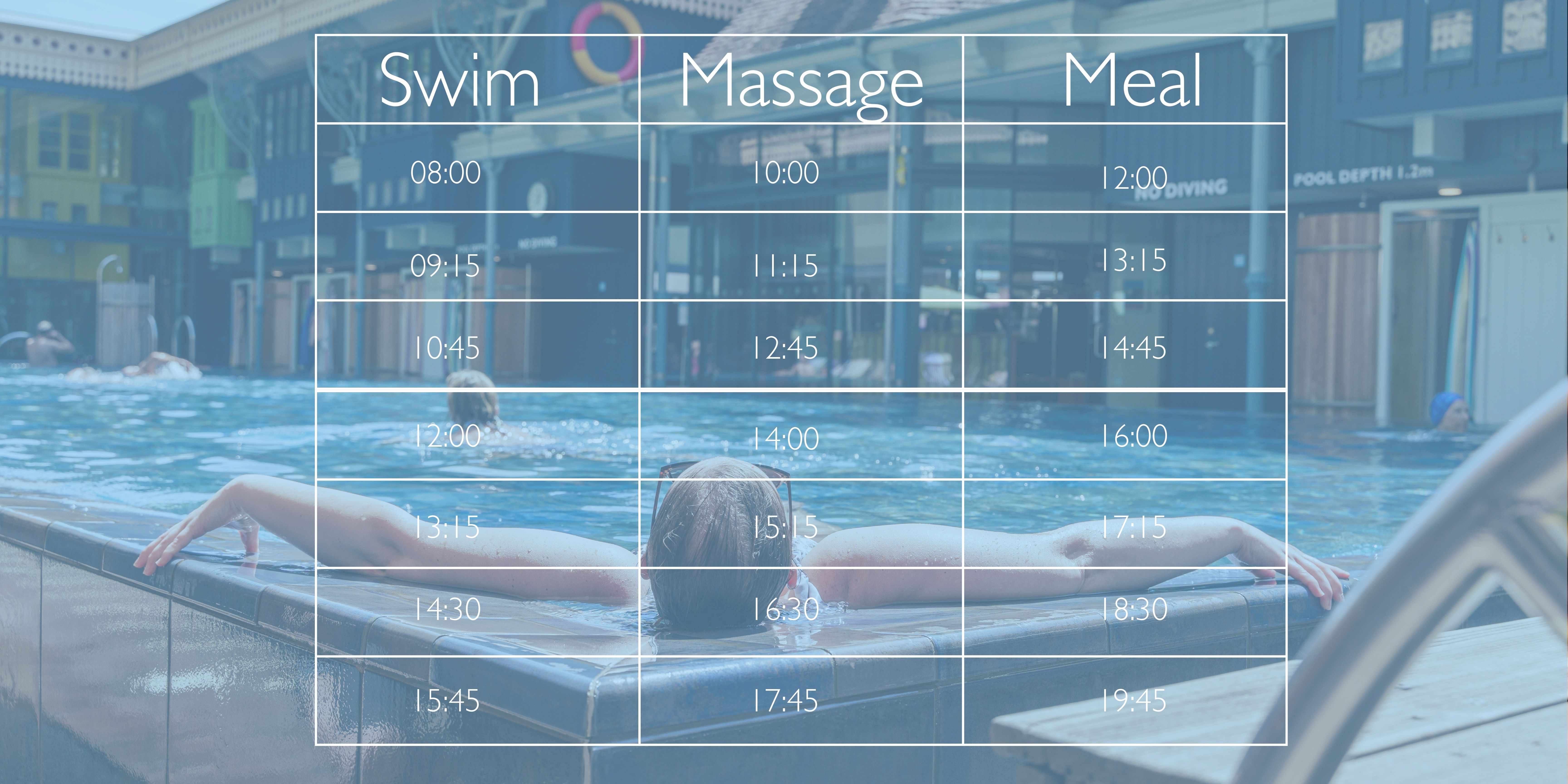 Swim, Massage & Meal 2025 (12th February onwards)