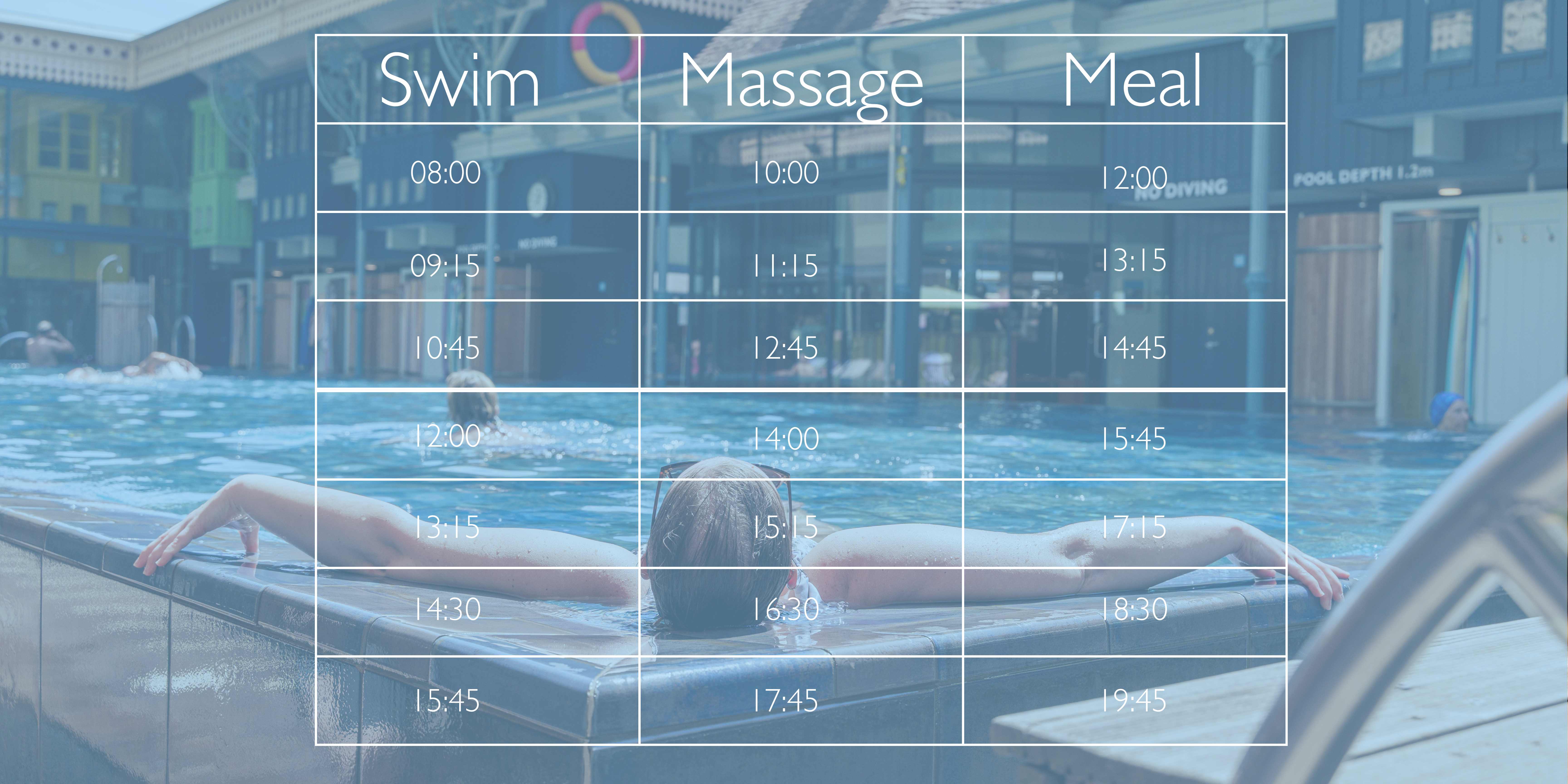 Swim, Massage & Meal (Friday - Saturday)