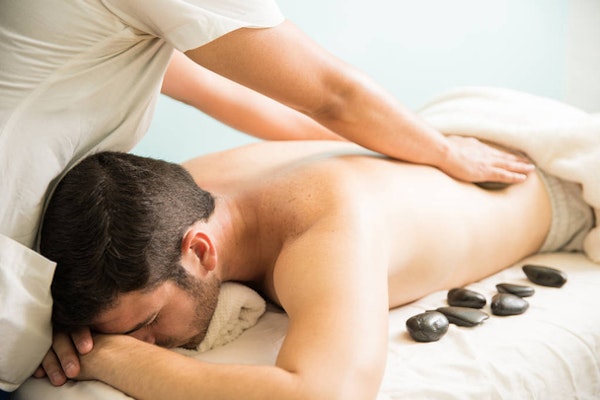 Hot stone back, neck and shoulder massage