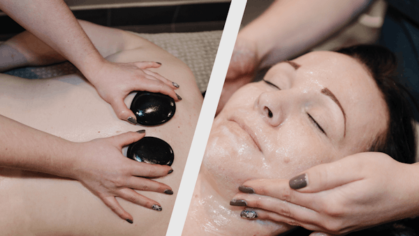 Hot Stone Back Massage and Reviving Facial